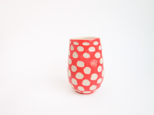 Azzone Alessandra Handmade, carving, red, small, stoneware, vase